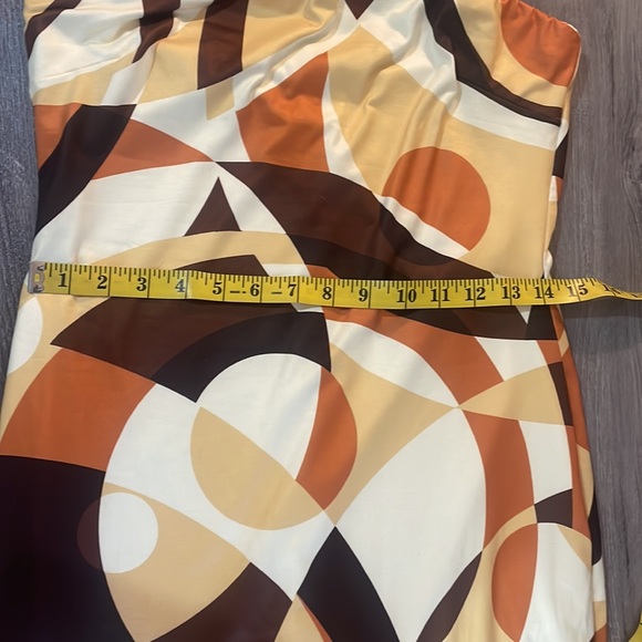Brown multi colored,geometric shaped design maxi long tube dress,Large - Picture 10 of 14